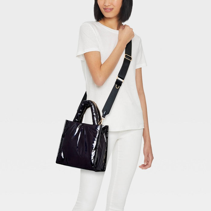 Midi Boxy Satchel Handbag - A New Day Black