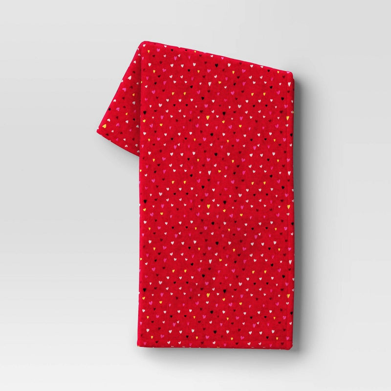 Ditsy Hearts Printed Plush Valentine's Day Throw Blanket Red - Room Essentials