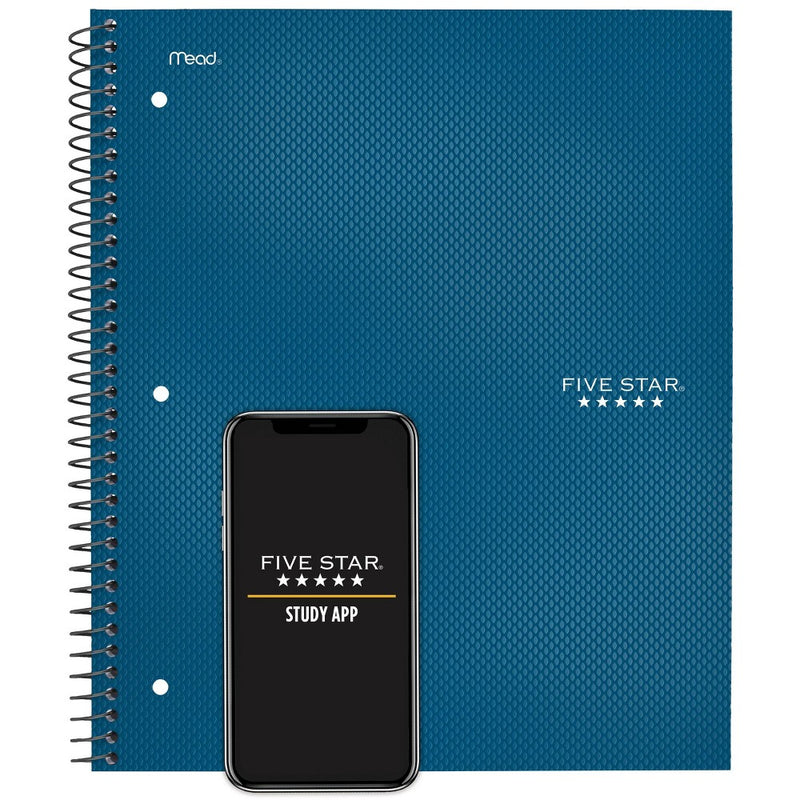 Five Star 130 sheet College Ruled 1 Subject Spiral Notebook Teal