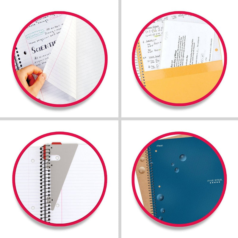 Five Star 130 sheet College Ruled 1 Subject Spiral Notebook Teal