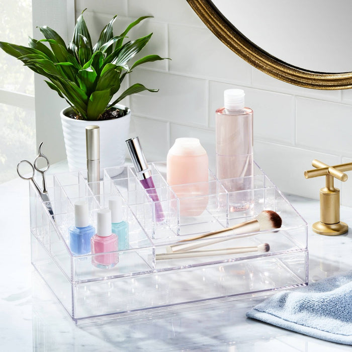Extra Large Bathroom Plastic Tiered Cosmetic Organizer Clear - Brightroom