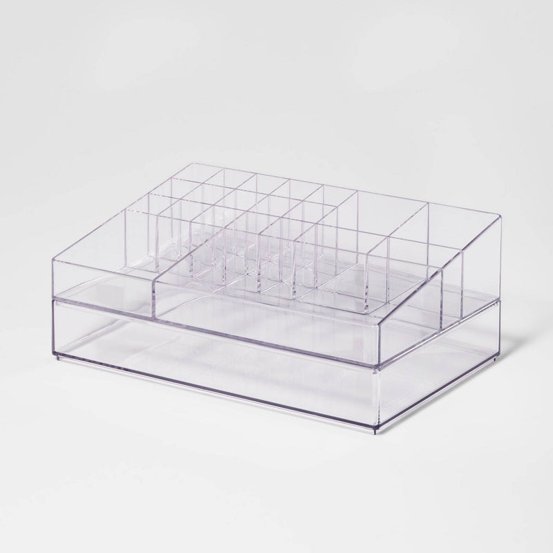 Extra Large Bathroom Plastic Tiered Cosmetic Organizer Clear - Brightroom