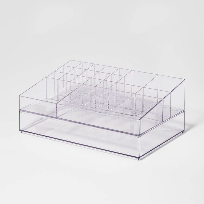 Extra Large Bathroom Plastic Tiered Cosmetic Organizer Clear - Brightroom