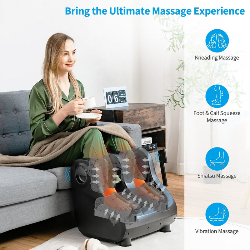 Costway Shiatsu Foot & Calf Massager W/ Compression Kneading Heating & Vibrating Gray (LOCAL PICKUP ONLY)