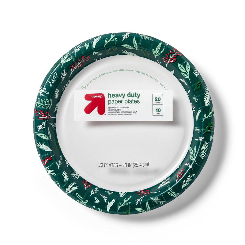 Holiday Disposable Dinnerware Plate 10" - Botanical - 20ct - up & up
