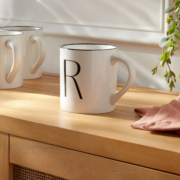 16oz Stoneware Monogram R Mug Ivory - Threshold