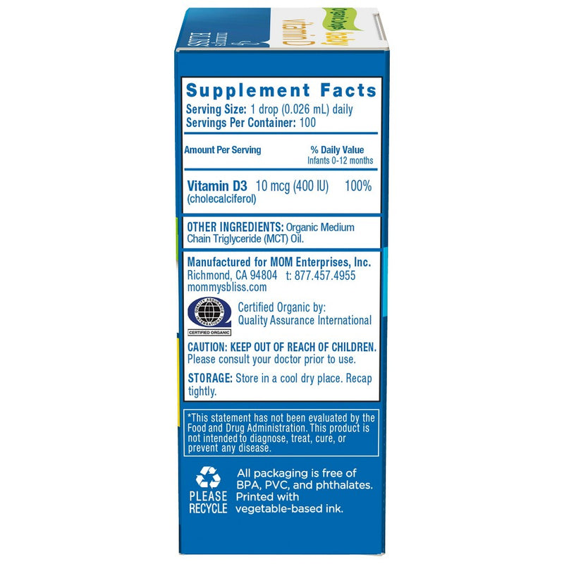 Mommy's Bliss Baby Organic Vitamin D Drops - 0.11oz (100 Servings)