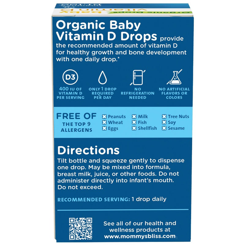 Mommy's Bliss Baby Organic Vitamin D Drops - 0.11oz (100 Servings)