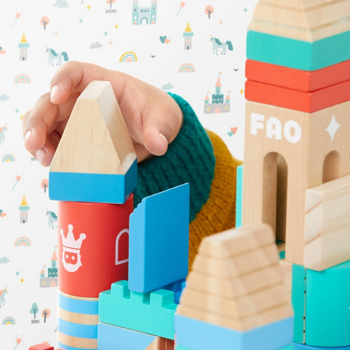 FAO Schwarz Toy Wood Castle Blocks 75pc Sprout