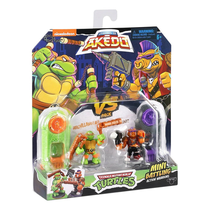 Akedo Teenage Mutant Ninja Turtles Michelangelo vs Bebop Mini Figure Set - 2pk