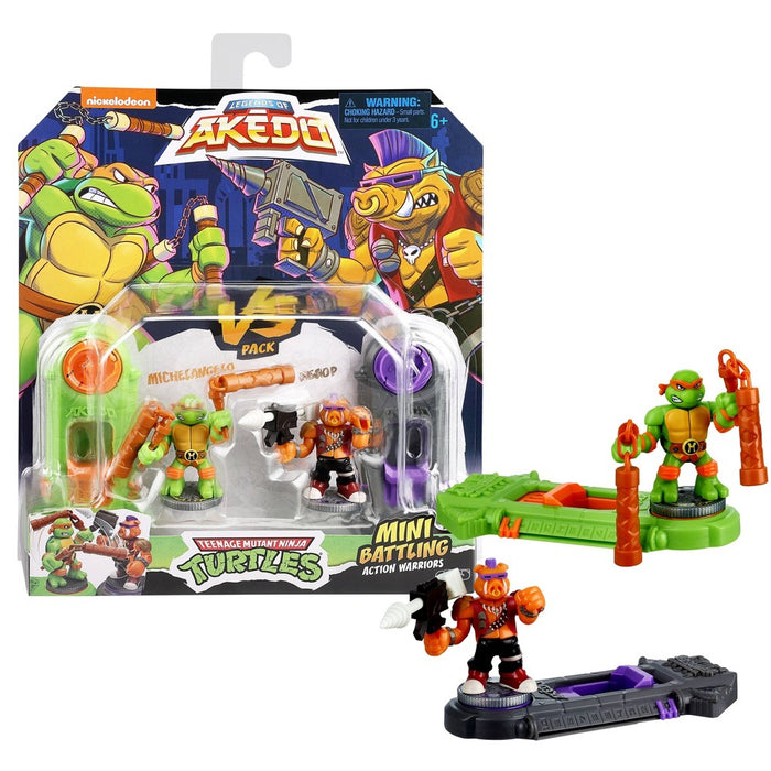 Akedo Teenage Mutant Ninja Turtles Michelangelo vs Bebop Mini Figure Set - 2pk