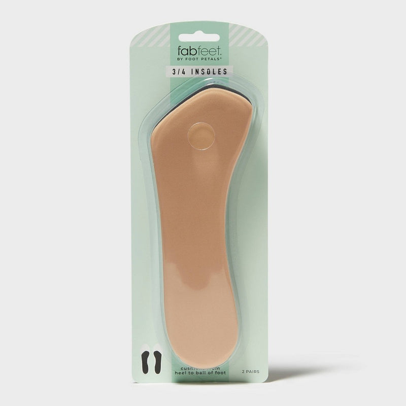 Fab Feet Women's by Foot Petals 3/4 Insoles Shoe Cushion Multipack Black/Khaki - 2 pairs