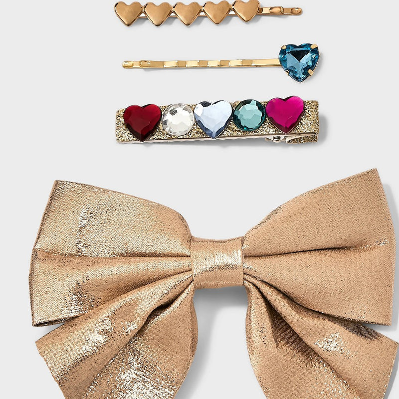 Girls' 4pk Bow and Bobby Hair Clips - Cat & Jack Gold