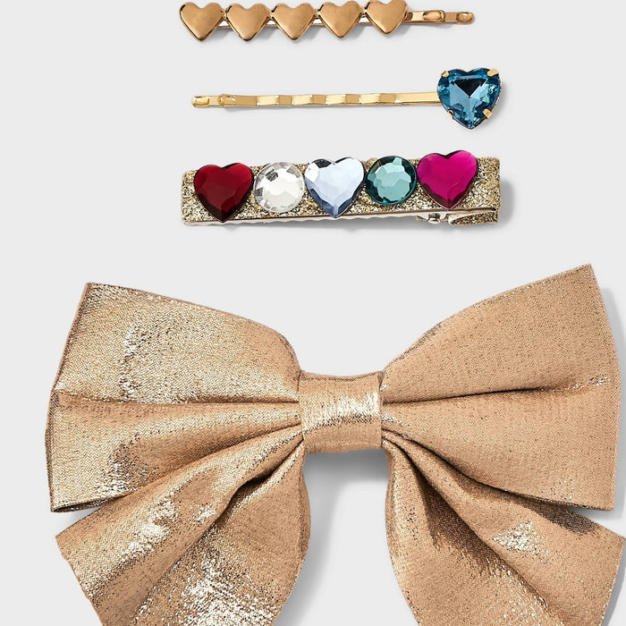 Girls' 4pk Bow and Bobby Hair Clips - Cat & Jack Gold