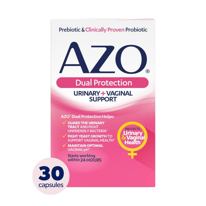 AZO Dual Protection Clinically Proven Women's Probiotic for Urinary + Vaginal Support - 30ct