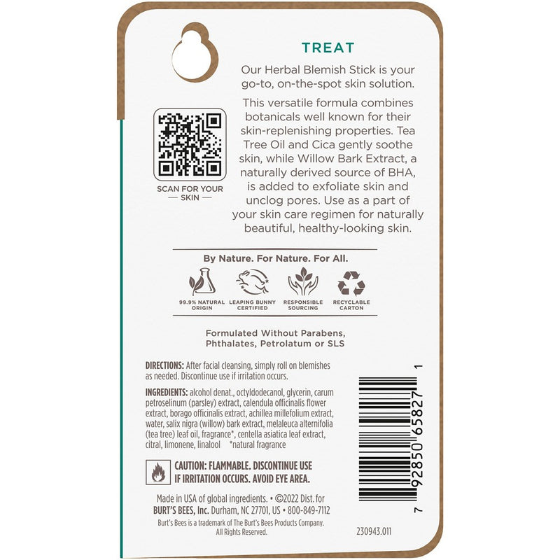 Burt's Bees Clear and Balanced Herbal Blemish Stick - 0.26 fl oz