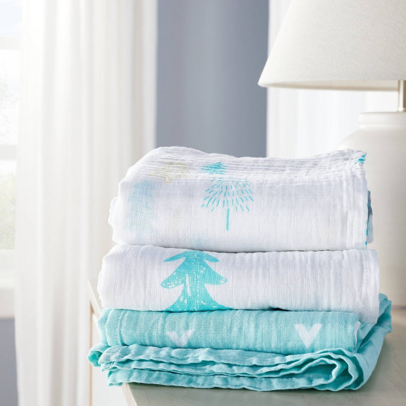 Muslin Swaddle Blankets Adventure Awaits 3pk - Cloud Island Light Blue