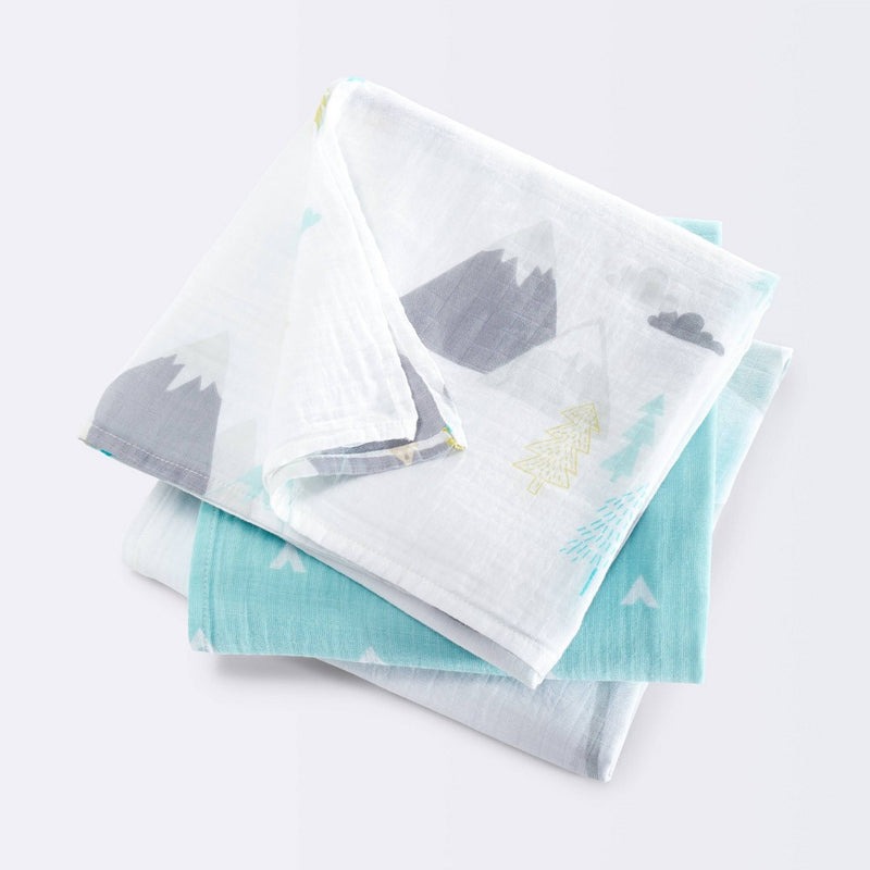 Muslin Swaddle Blankets Adventure Awaits 3pk - Cloud Island Light Blue