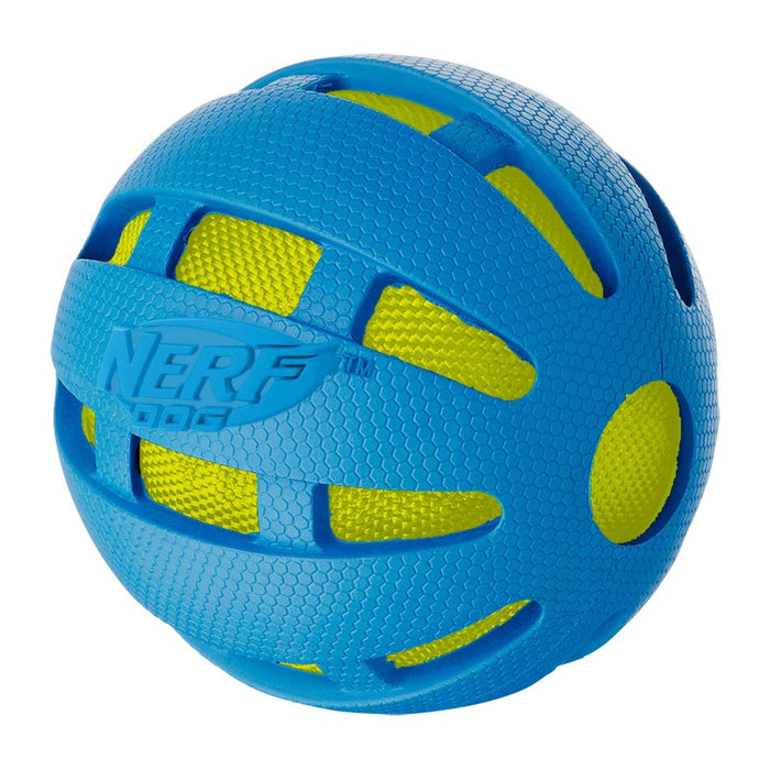 NERF Checker Crunch Ball Dog Toy - Blue/Green - L