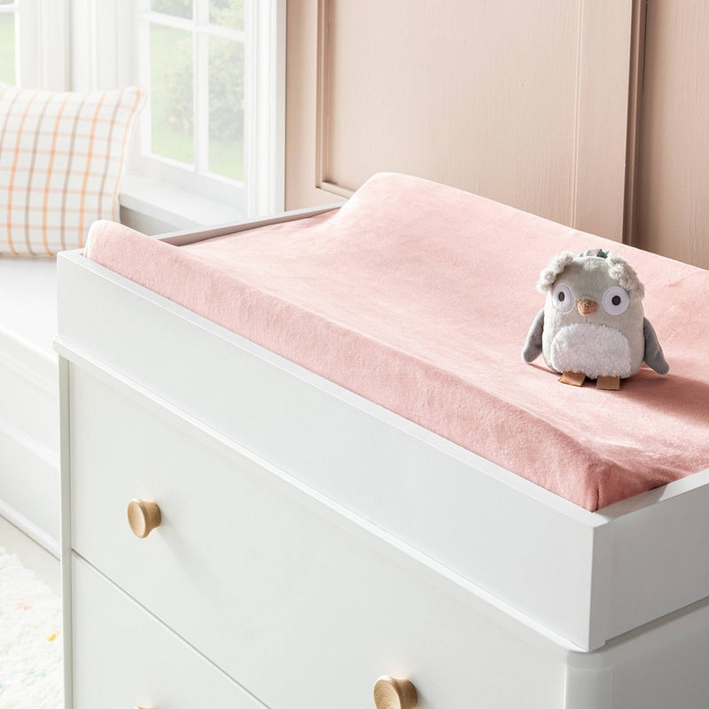 Velvet Polyester Spandex Changing Pad Cover - Pink - Cloud Island