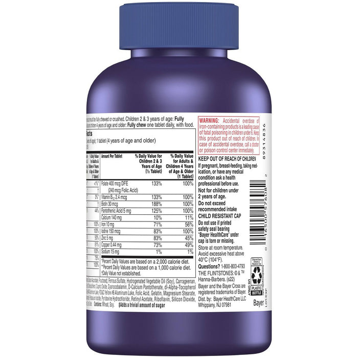 Flintstones Chewable Kids Multivitamin w/Iron, Calcium, C & D  -180ct -EXP 11/25