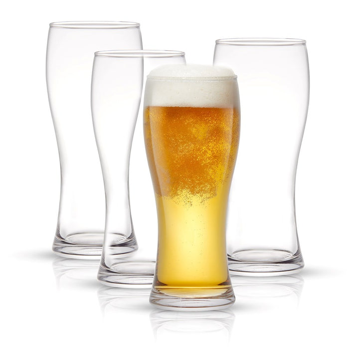 JoyJolt Callen Beer Glasses - Set of 4 - Pint Glass Capacity Pilsner Beer Glass - 15.5oz