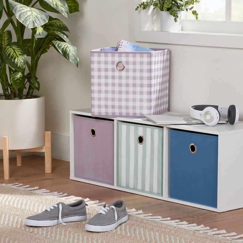 11" Fabric Cube Storage Bin Blue - Room Essentials
