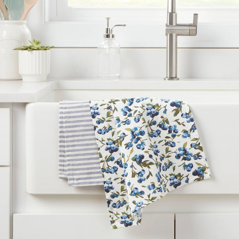 2pk Cotton Printed Kitchen Towels Blue - Threshold