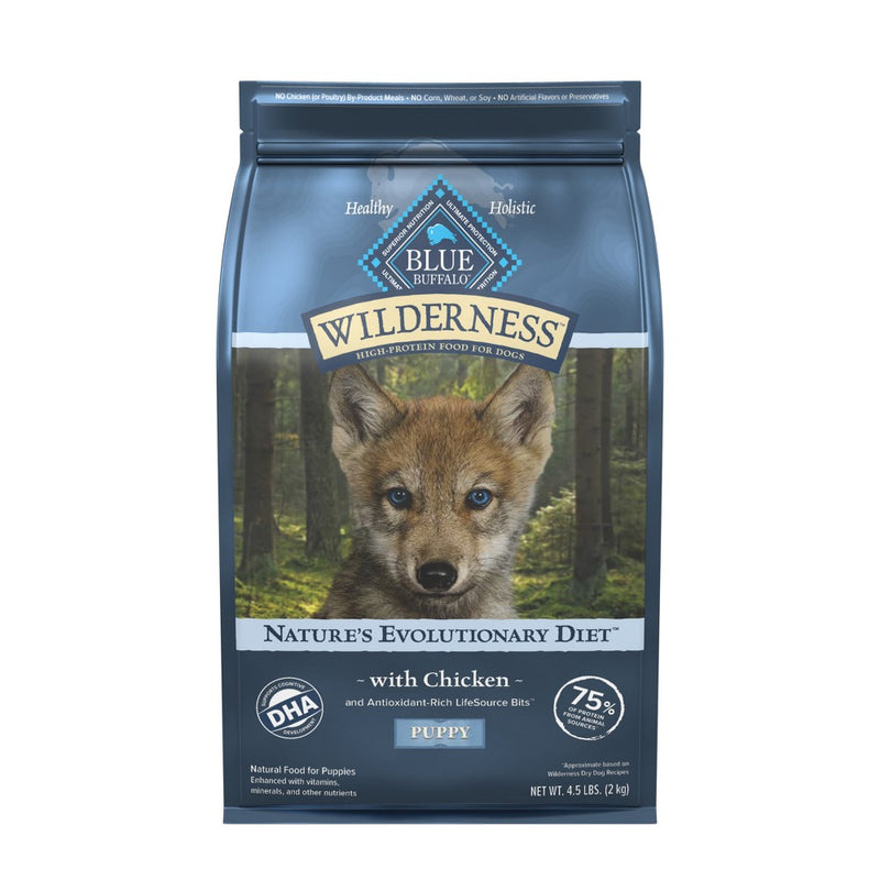Blue Buffalo Wilderness High Protein Natural Puppy Dry Dog Food plus Wholesome Grains with Chicken - 4.5lbs (LOCAL PICKUP ONLY)
