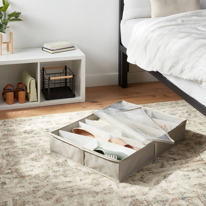 Underbed Fabric Shoe Storage Gray - Brightroom