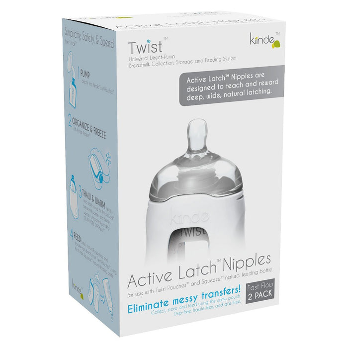 Kiinde Active Latch Silicone Baby Bottle Nipples - Slow - 2ct