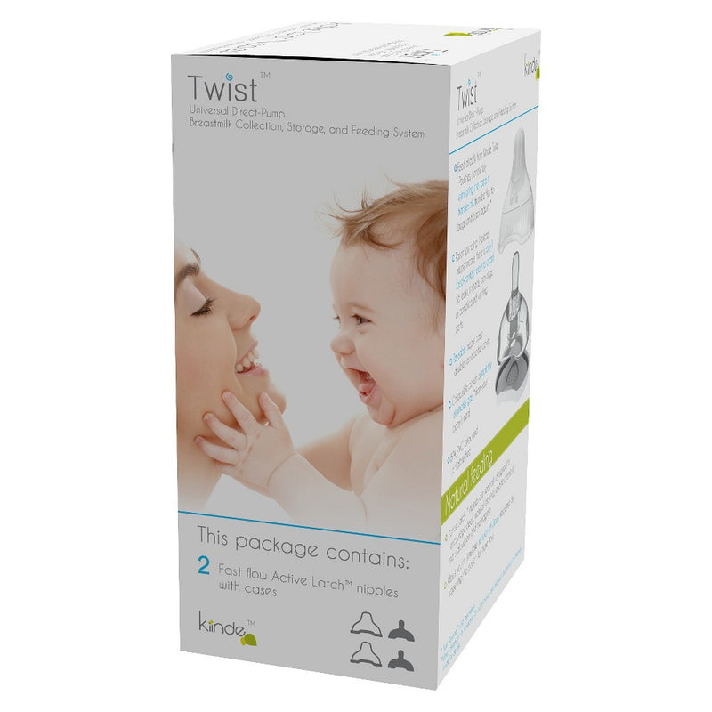 Kiinde Active Latch Silicone Baby Bottle Nipples - Slow - 2ct