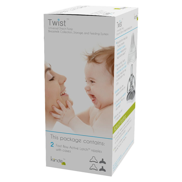 Kiinde Active Latch Silicone Baby Bottle Nipples - Slow - 2ct
