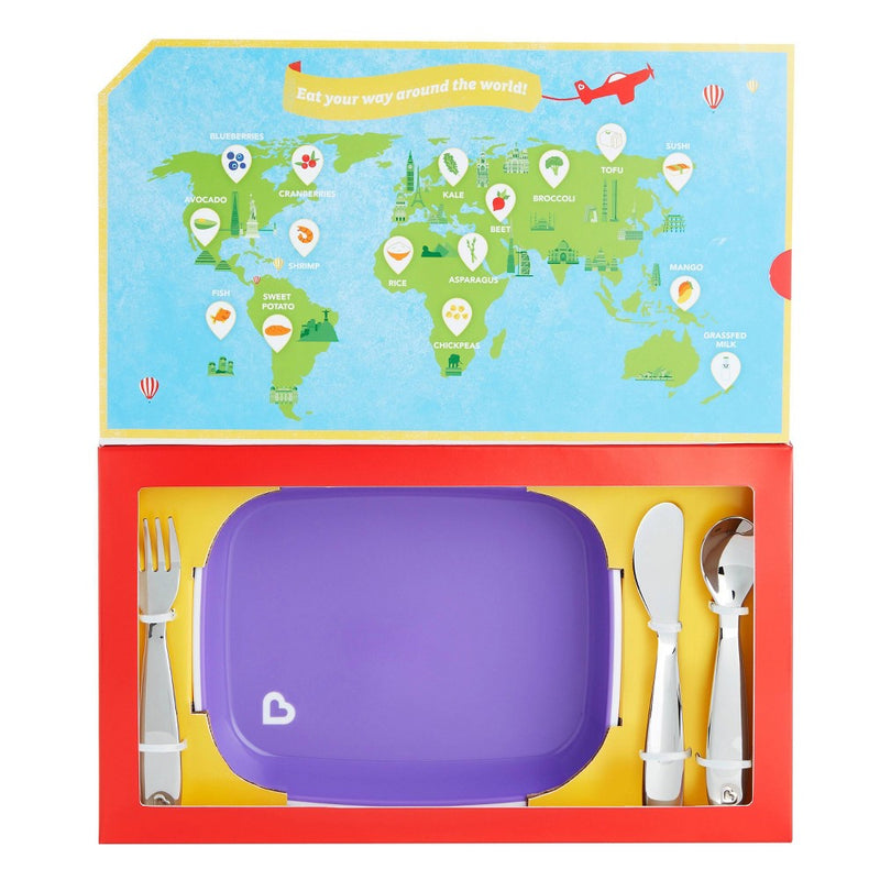 Munchkin Food Adventure Dining Set - Purple - 4ct