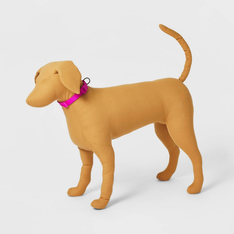 Basic Dog Adjustable Collar with Color Matching Buckle - L - Pink - Boots & Barkley