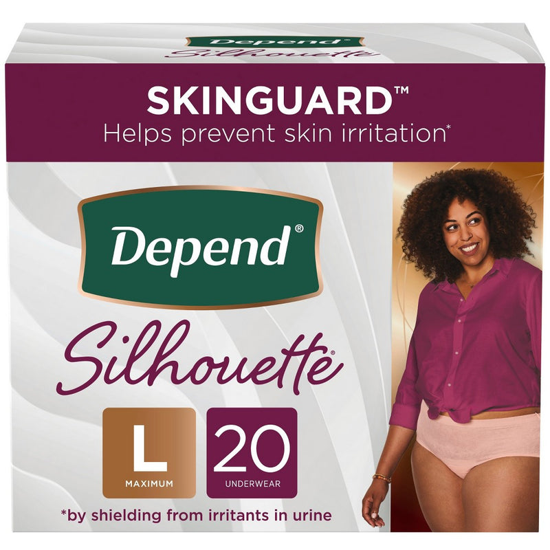 Depend Silhouette Incontinence & Postpartum Underwear for Women - Maximum Absorbency - L - Pink - 20ct