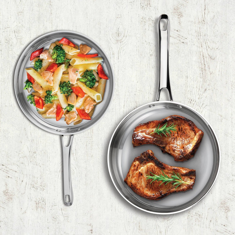 Cuisinart Classic 10" & 12" Stainless Steel 2pk Skillet Set Silver