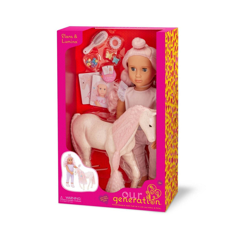 Our Generation Elara & Lumina 18" Doll & Foal Hair Play Set