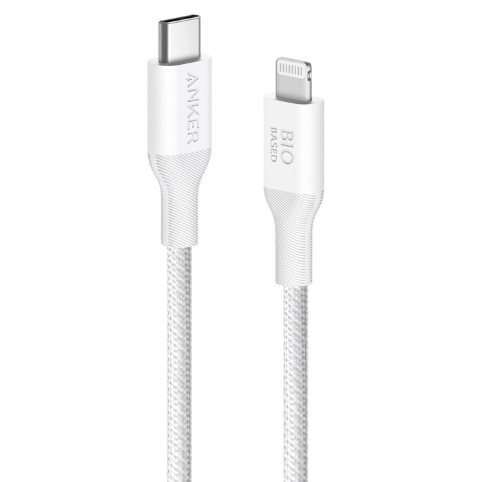 Anker 3' Bio-Braided APPLE to USB-C ECO Friendly Fast Charging Cable - White