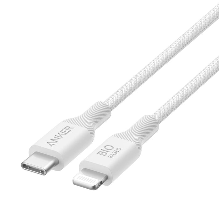 Anker 3' Bio-Braided APPLE to USB-C ECO Friendly Fast Charging Cable - White