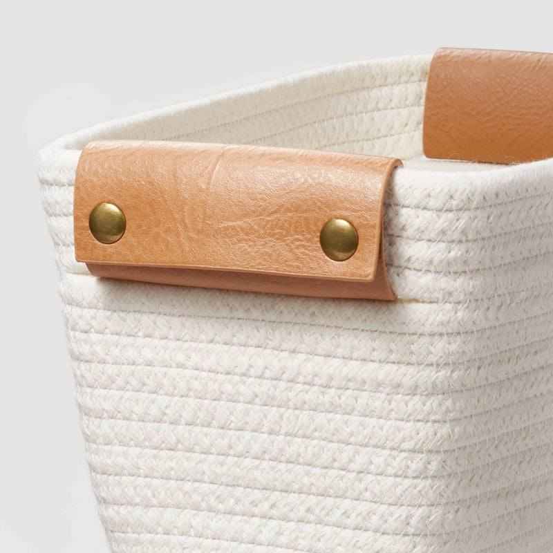 Small Oval Decorative Coiled Rope Basket Cream - Brightroom