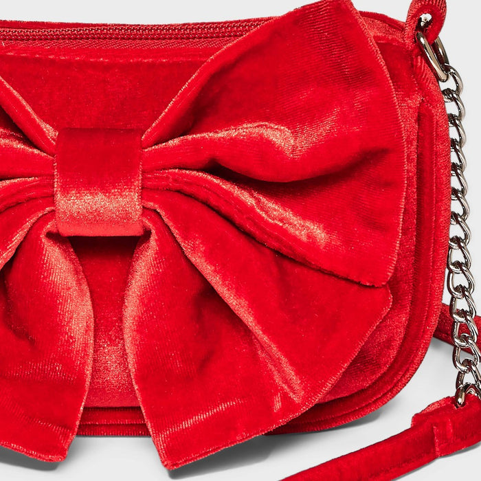 Girls' Velvet Bow Crossbody Bag - Cat & Jack Red