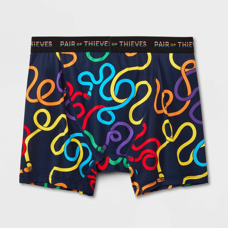 Pair of Thieves Men's Colorful Lines Super Fit Boxer Briefs - Blue M *ADD 3 TO YOUR CART & 1 IS FREE!*