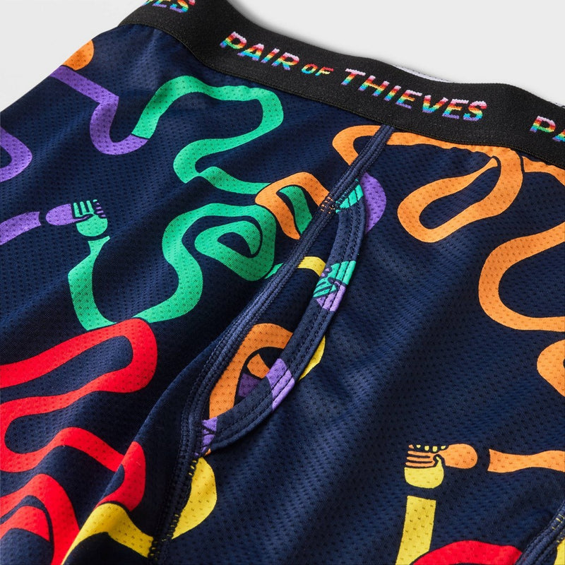 Pair of Thieves Men's Colorful Lines Super Fit Boxer Briefs - Blue M *ADD 3 TO YOUR CART & 1 IS FREE!*
