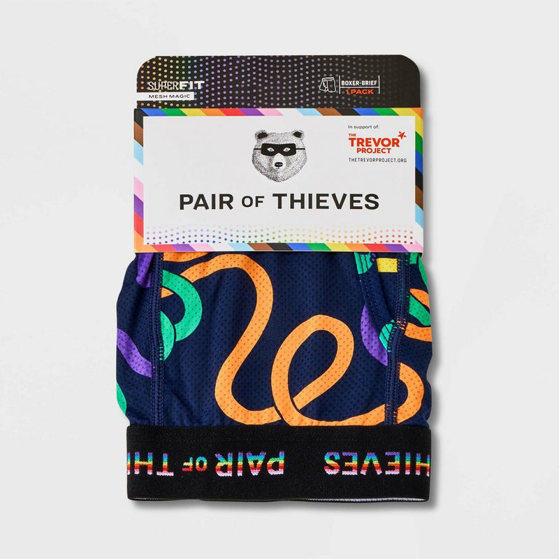 Pair of Thieves Men's Colorful Lines Super Fit Boxer Briefs - Blue M *ADD 3 TO YOUR CART & 1 IS FREE!*