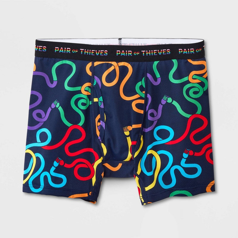 Pair of Thieves Men's Colorful Lines Super Fit Boxer Briefs - Blue M *ADD 3 TO YOUR CART & 1 IS FREE!*