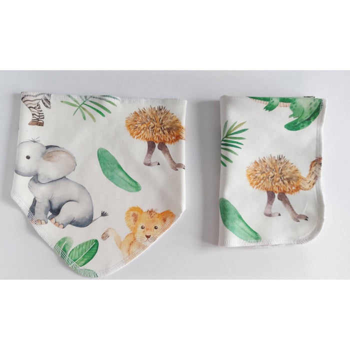 STINA & MAE Safari Life Organic Cotton Bib/Burp Set - 2pk