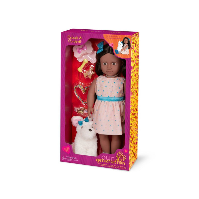 Our Generation Celeah & Confetti 18" Matching Doll & Pet Set