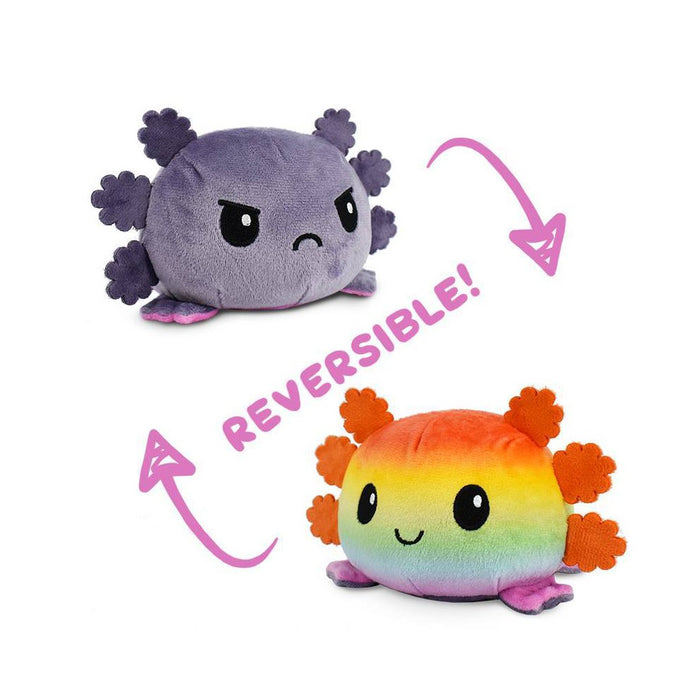 TeeTurtle Reversible Rainbow and Gray Axolotl Plush