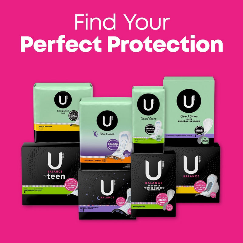U by Kotex Balance Ultra Thin Extra Heavy Overnight Pads with Wings - Unscented - 22ct